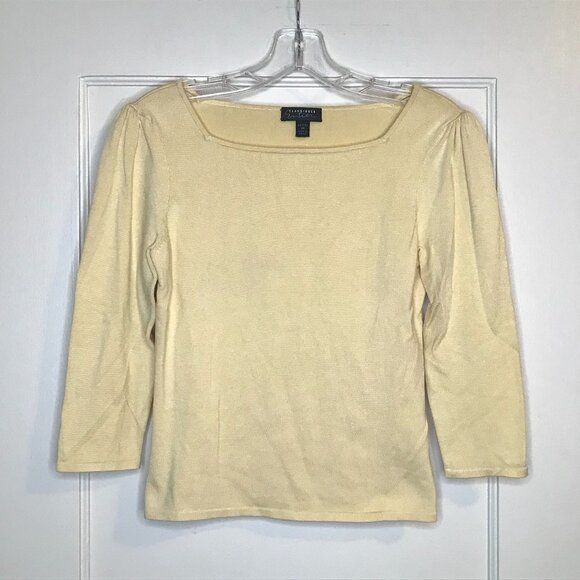 Classiques Entier | Yellow Square-Neck Silk Sweater - Picture 1 of 7